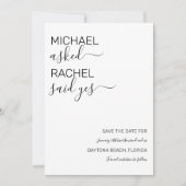 彼は頼彼女がYesホワシンプルイトブラックの結婚と言った セーブザデート (正面)