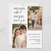 彼は頼彼女がYes白の黒い写真の写真と結婚言った セーブザデート (正面)