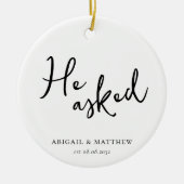 彼は頼彼女はYes書と言っ婚約したた セラミックオーナメント (正面)