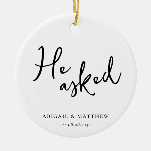 彼は頼彼女はYes書と言っ婚約したた セラミックオーナメント (正面)