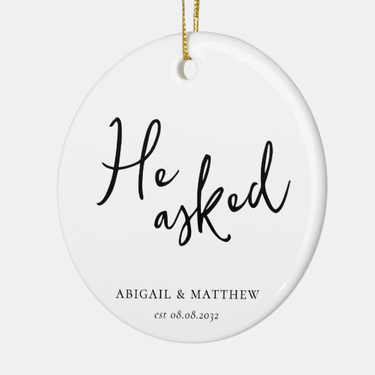 彼は頼彼女はYes書と言っ婚約したた セラミックオーナメント (左)