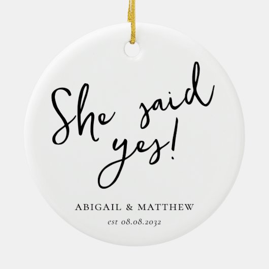 彼は頼彼女はYes書と言っ婚約したた セラミックオーナメント (裏面)