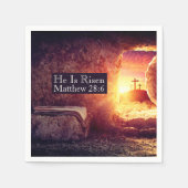 彼は3つのクロス空の墓復活祭を復活している スタンダードカクテルナプキン (正面)