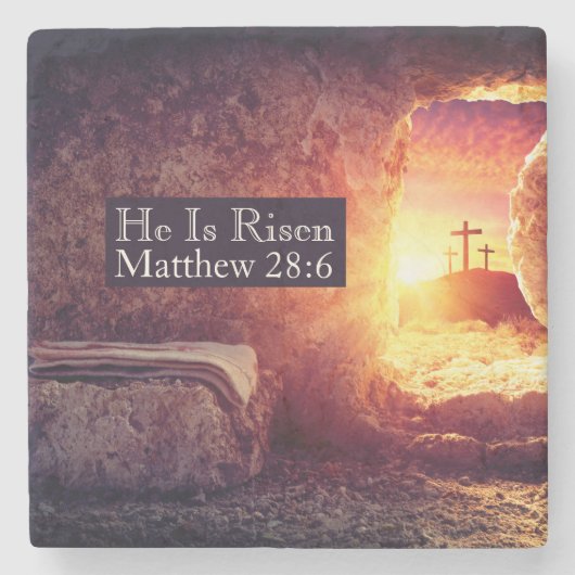 彼は3つのクロス空の墓復活祭を復活している ストーンコースター (正面)