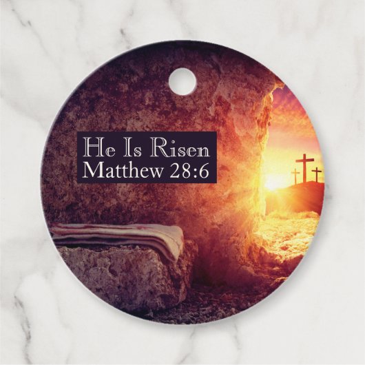 彼は3つのクロス空の墓復活祭を復活している フェイバータグ (正面)