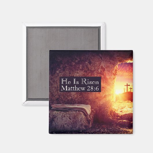 彼は3つのクロス空の墓復活祭を復活している マグネット (正面/裏面)