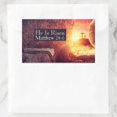 彼は3つのクロス空の墓復活祭を復活している 長方形シール (バッグ)