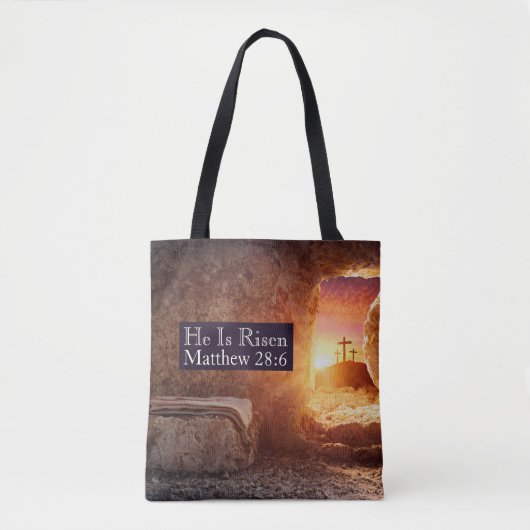 彼は3つの十字墓教会イースター空の墓の教会を復活している トートバッグ (正面)