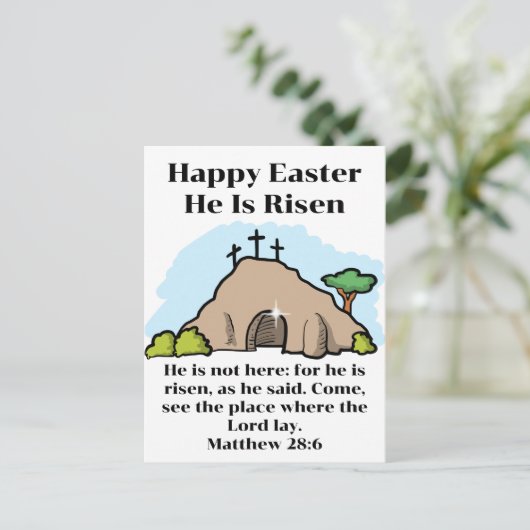 彼は3つの空の墓の漫画の復活祭をクロス上昇している シーズンポストカード (スタンド正面)