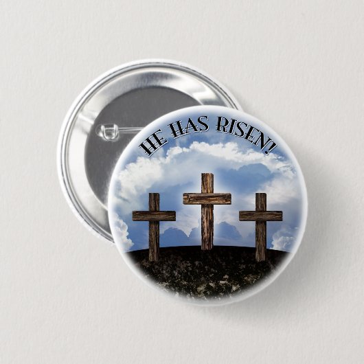 彼は3つの険しい十字架を上げた 缶バッジ (正面&裏面)