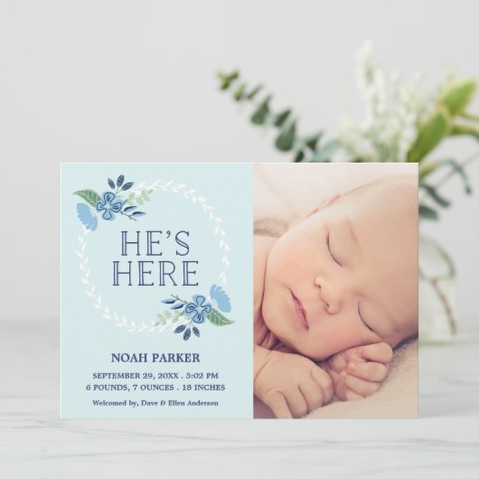 彼は|の誕生の発表ここにいます 案内状 (スタンド正面)