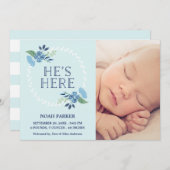 彼は|の誕生の発表ここにいます 案内状 (正面/裏面)
