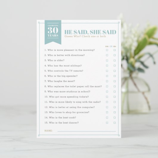 彼は、「パーティーゲーム（完全にカスタマイズ可能）」と語った 招待状 (スタンド正面)