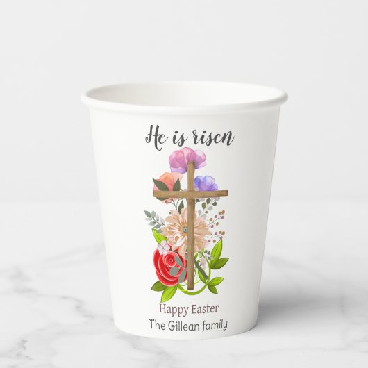 彼は、フローラの木のイースターの家族、宗教的な復活している 紙コップ (裏面)