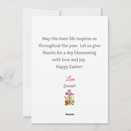 彼は、フローラの木のイースタークロス、宗教的な復活している シーズンカード (裏面)