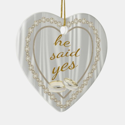 彼は、写真の婚約賛成しました セラミックオーナメント (右)