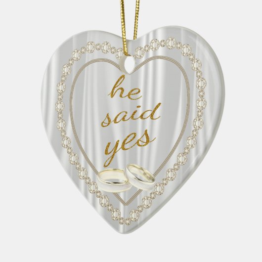 彼は、写真の婚約賛成しました セラミックオーナメント (左)