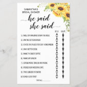 彼は、彼女がシャワーゲームカードを言ったと言った チラシ (正面)