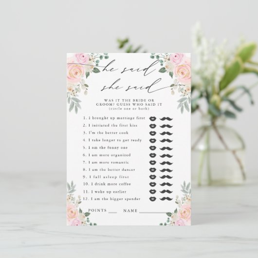 彼は、彼女はシャンパンのフローラパーティーゲームと言った エンクロージャーカード (スタンド正面)