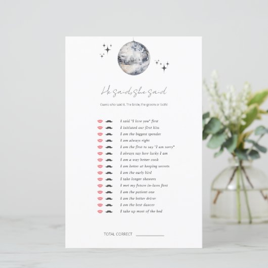 彼は、彼女はディスコボールブライダルシャワーゲームと言った (スタンド正面)