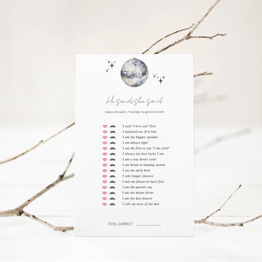 彼は、彼女はディスコボールブライダルシャワーゲームと言った