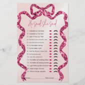 彼は、彼女はピンクボウブライダルシャワーゲームと言った (正面)