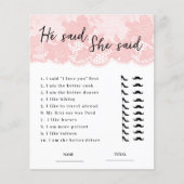 彼は、彼女はピンクレースブライダルシャワーゲームと言った (正面)