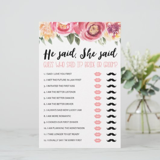 彼は、彼女はブライダルシャワーまたはヘンのパーティーゲームと言った (スタンド正面)