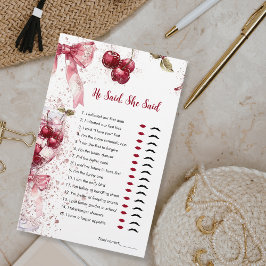 彼は、彼女はブライダルシャワーゲームさくらんぼ弓と言った