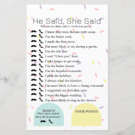 彼は、彼女はブライダルシャワーゲームと言った