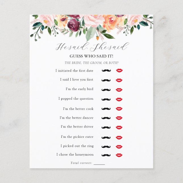 彼は、彼女はブライダルシャワーゲームと言った (正面)