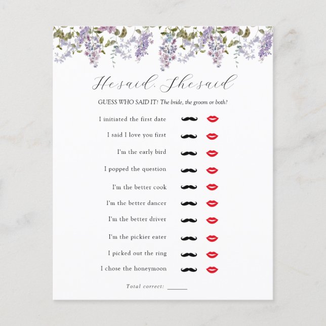 彼は、彼女はブライダルシャワーゲームと言った (正面)