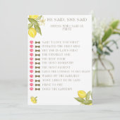 彼は、彼女はブライダルシャワーゲームは、メイン絞り出すと述べた サンキューカード (スタンド正面)