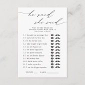 彼は、彼女はブライダルシャワーパーティーゲームと言った エンクロージャーカード (正面)