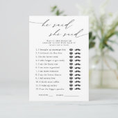 彼は、彼女はブライダルシャワーパーティーゲームと言った エンクロージャーカード (スタンド正面)