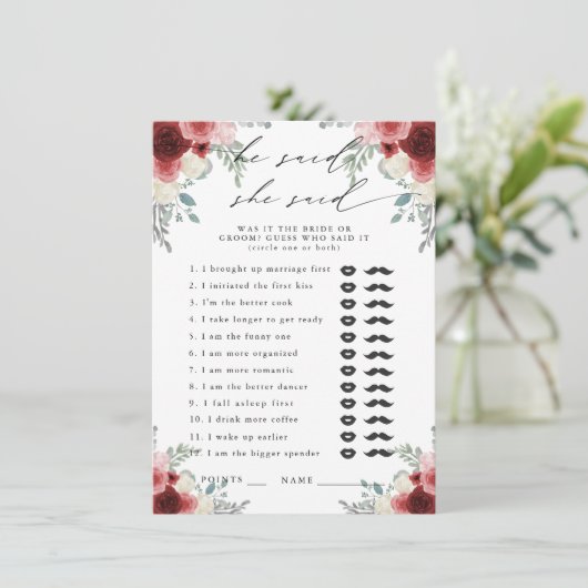 彼は、彼女はワインフローラパーティーゲームと言った エンクロージャーカード (スタンド正面)