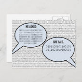 彼は、彼女は日付を保存するバイナリコードを言った 案内ポストカード (正面/裏面)