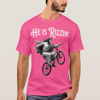 彼はBmx自転車Rに乗ってリズィンイエスおもしろいである Tシャツ