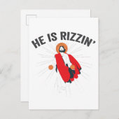 彼はRizzinおもしろいGenZバスケットボールイースターサンデー インビテーションポストカード (正面/裏面)
