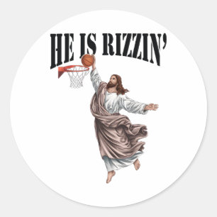 彼はRizzin Jesus Basketball Christian Easter Jesである ラウンドシール