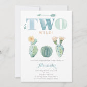 彼はTWO wild 2th birthdayサボテンのbpyのためのパーティー 招待状 (正面)