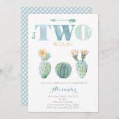 彼はTWO wild 2th birthdayサボテンのbpyのためのパーティー 招待状 (正面/裏面)