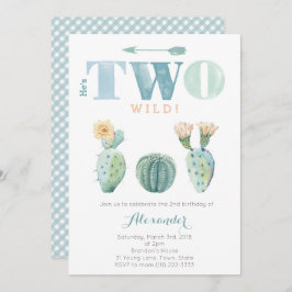 彼はTWO wild 2th birthdayサボテンのbpyのためのパーティー 招待状