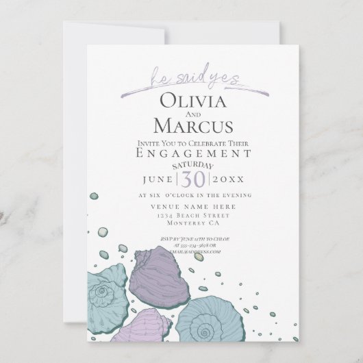 彼はYesシーセル婚約薄紫ほこりっぽいブルーと言った 招待状 (正面)