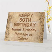 彼へのオーダーメイドのラスティック50歳の誕生日カード カード (黄色い花)