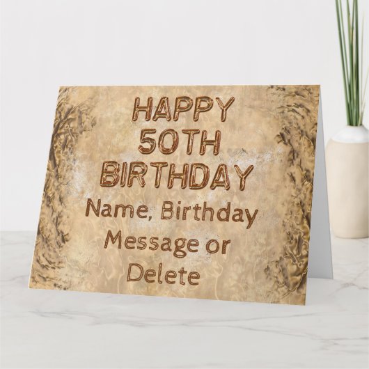 彼へのオーダーメイドのラスティック50歳の誕生日カード カード (正面)