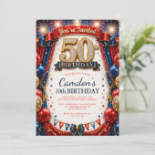 彼へのカーニバル50歳の誕生日招待状 招待状 (スタンド正面)