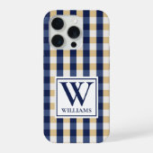 彼へのギフト カスタム ブルー イエロー プラッド スマホケース iPhoneケース (裏面)