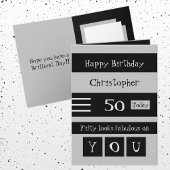 彼へのグレーとブラックの50歳の誕生日 カード