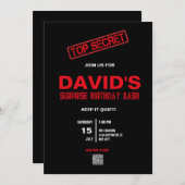 彼へのサプライズパーティーの招待状（QRコード付き） 招待状 (正面/裏面)